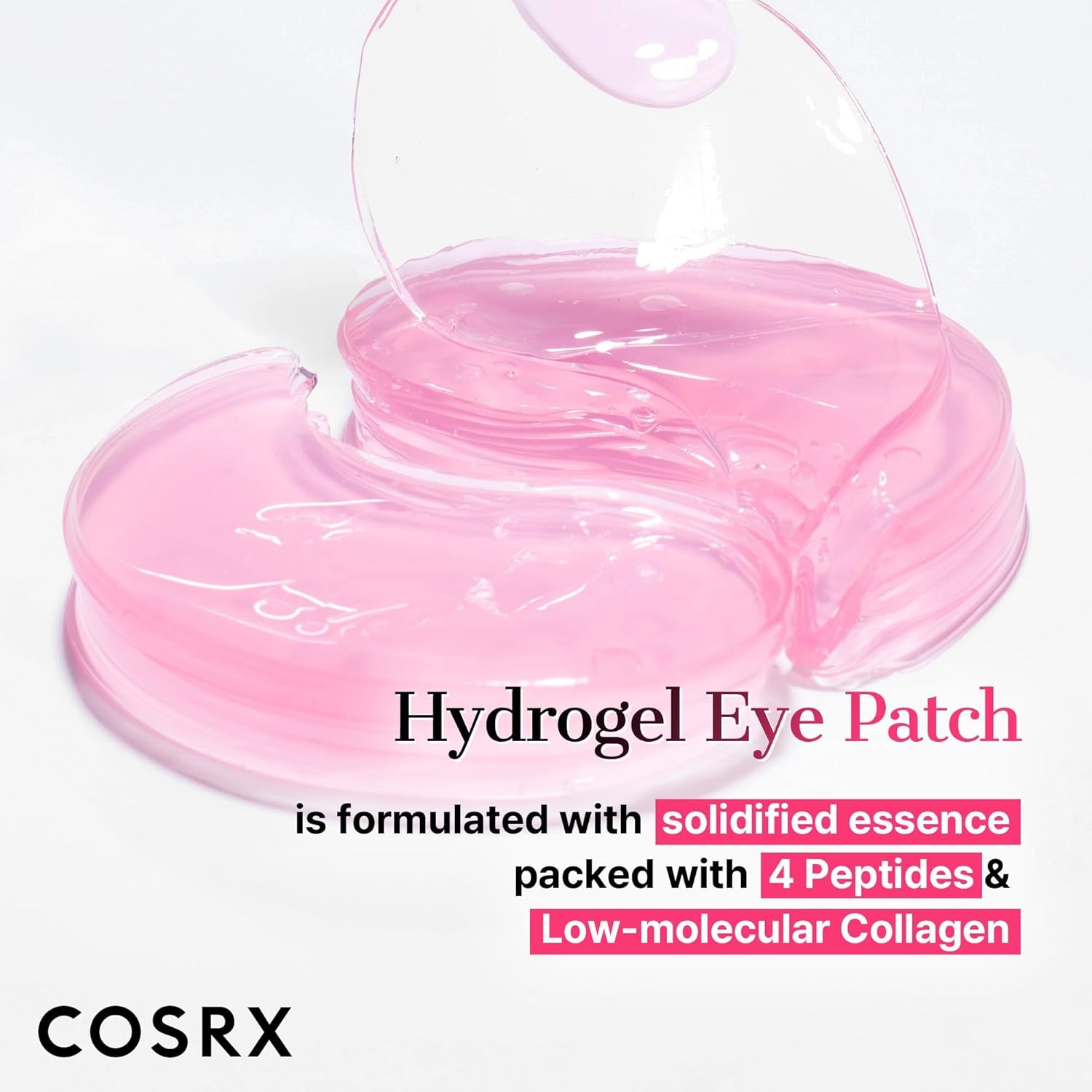 Pink Peptide Collagen Hydrogel Eye Patches Wrinkle Patches for Puffy Eyes, Dark Circles, Eye Bags, Wrinkles and Fine Lines, Firming and Depuffing under Eye Masks, Korean Skincare 60 Patches