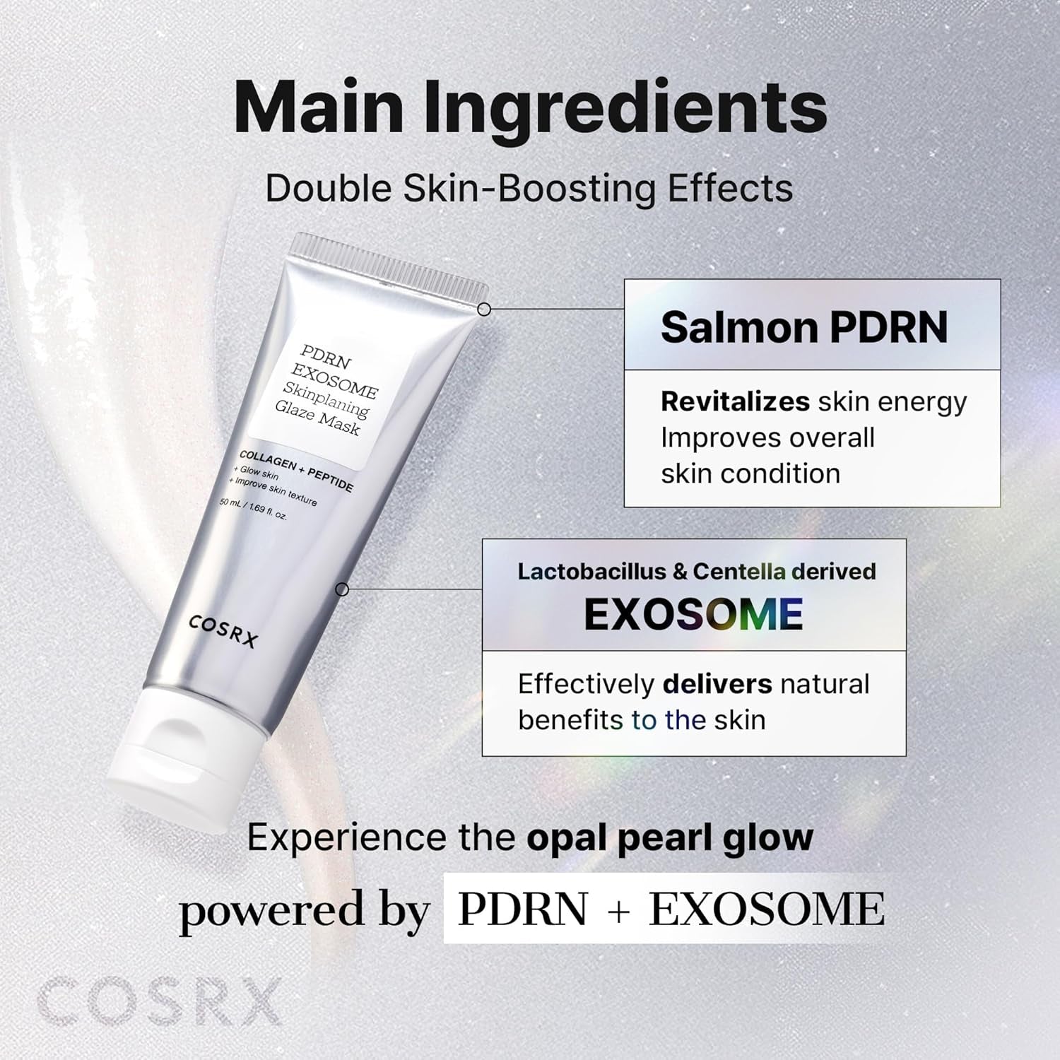 PDRN Exosome Skinplaning Glaze Mask 50Ml (Brush Included), Peel off Face Mask for Glass Skin, Gentle Exfoliation, Overnight Wrapping Treatment, Korean Skincare