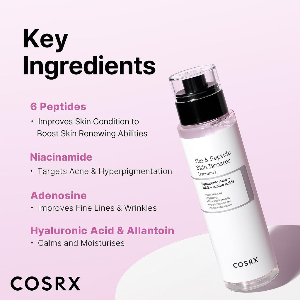 6 Peptide Collagen Serum Face Toner with Niacinamide & Hyaluronic Acid, Hydrating & Firming Korean Essence, Anti-Wrinkle & Pore-Tightening Serum for Plump & Even Skin Tone, Korean Skincare 150Ml