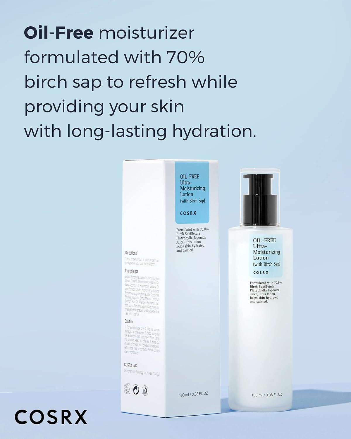 Daily Acne Facial Moisturizer with Birch Sap, 3.38 Fl.Oz / 100Ml, Hydrating Moisturizer for All Skin Types, Korean Skincare, Paraben Free