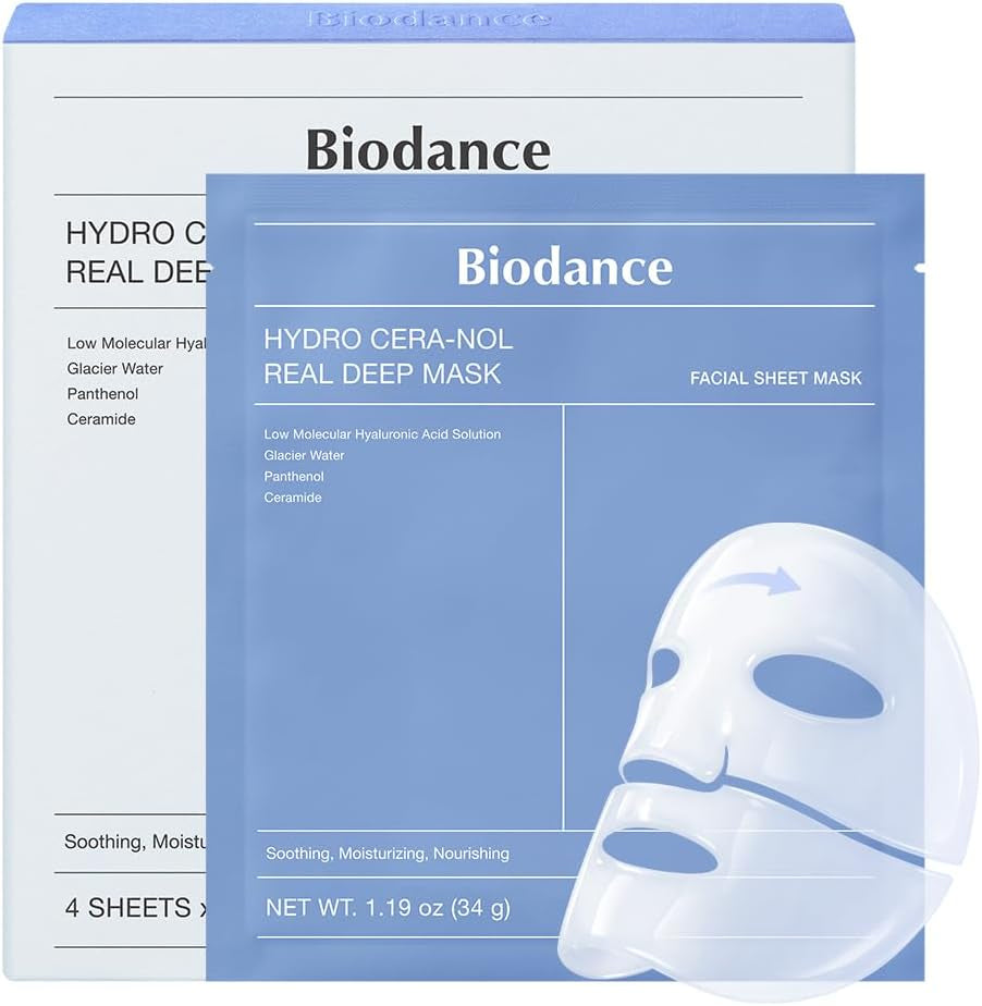 BIODANCE Bio-Collagen Real Deep Face Mask 4 Pcs | Hydrogel Overnight Mask | Pore Minimizing and Elasticity Improvement | Korean Face Mask for Glass Skin | Korean Skincare