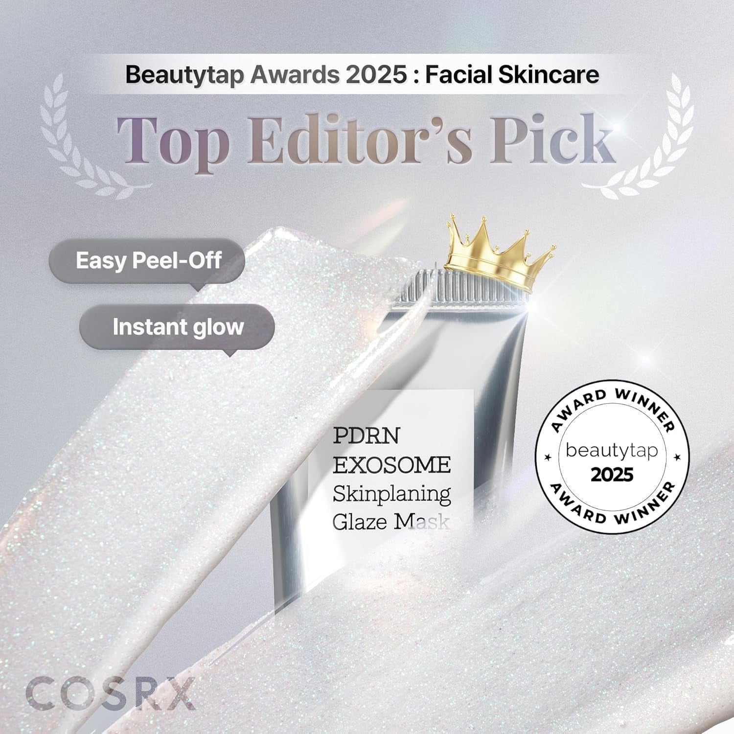 PDRN Exosome Skinplaning Glaze Mask 50Ml (Brush Included), Peel off Face Mask for Glass Skin, Gentle Exfoliation, Overnight Wrapping Treatment, Korean Skincare