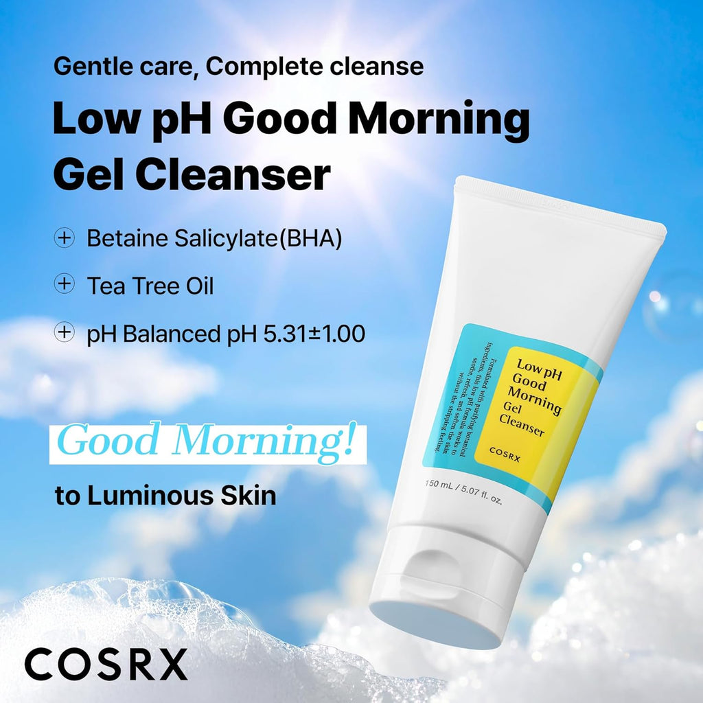 Low Ph Good Morning Gel Cleanser, 5.07 Fl.Oz / 150Ml | Mild Face Cleanser | Korean Skin Care for Acne Prone Skin, PH Balancing, anti Acne, Breakouts Treatment