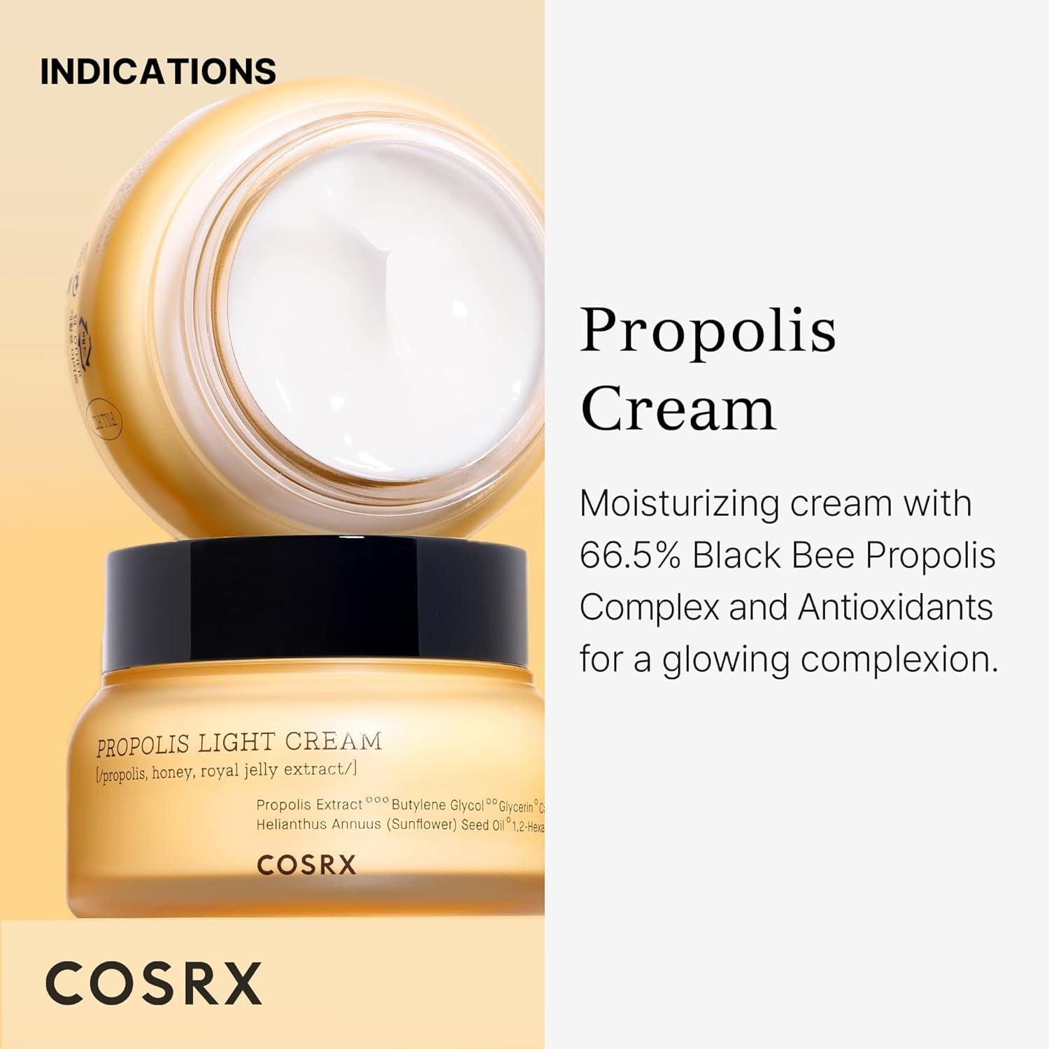 Full Fit Propolis Cream 65% Propolis Extract, Korean Glow Cream for Face, Daily Lightweight Hydrating Face Cream, Nourishing Face Moisturiser for All Skin Types, Korean Skincare 65Ml