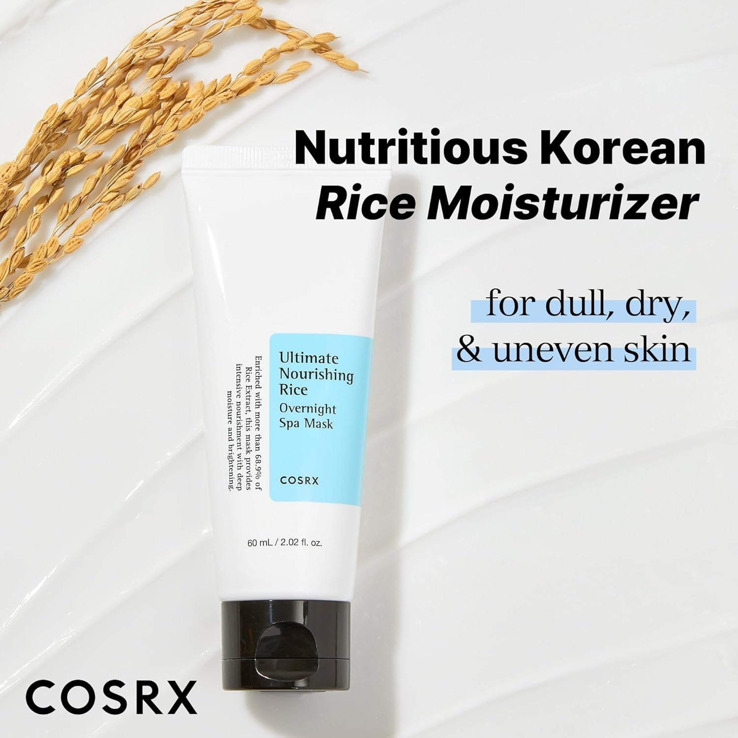 Ultimate Nourishing Rice Overnight Spa Mask, 60Ml | Facial Moisturizer with Rice Extract and Niacinamide | Leave-On Face Mask | Korean Skincare