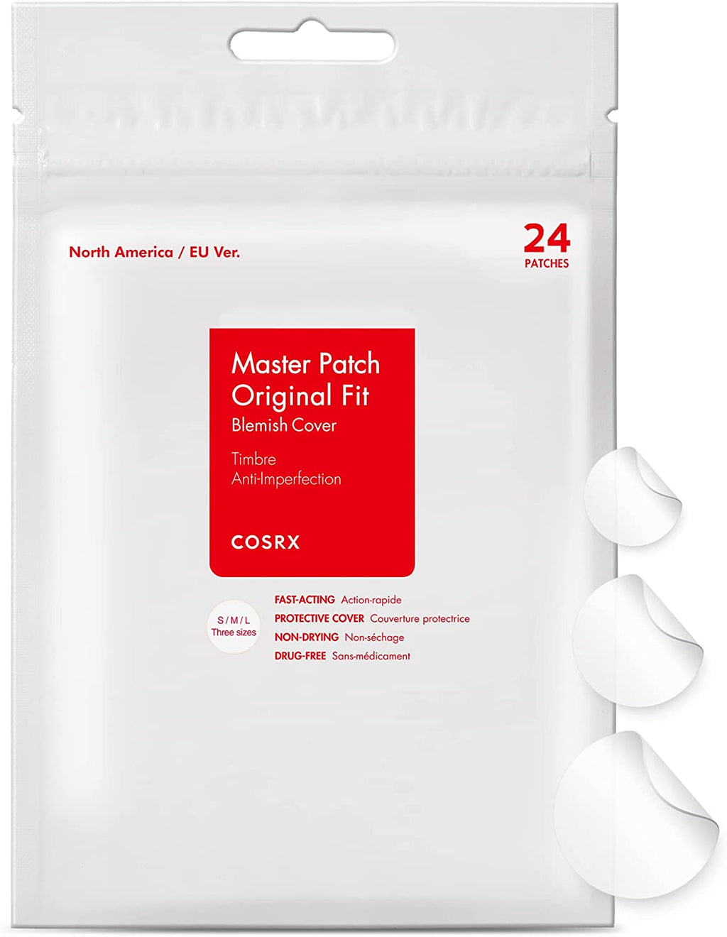 Master Patch Original Fit (24 Counts) Absorbing Pimple Patches, Hydrocolloid Spot Treatment, Blemish Cover, Spot Stickers, 3 Sizes