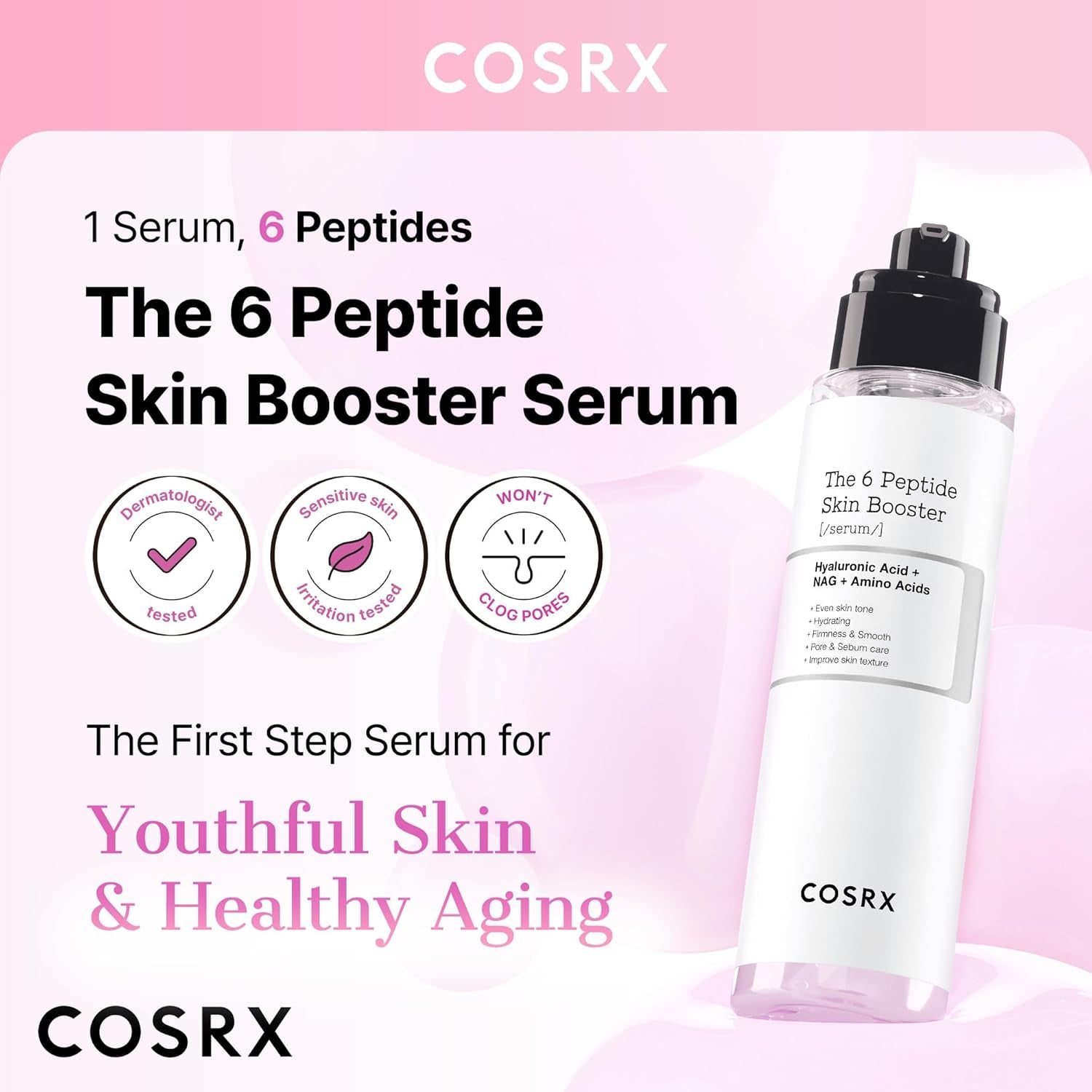 6 Peptide Collagen Serum Face Toner with Niacinamide & Hyaluronic Acid, Hydrating & Firming Korean Essence, Anti-Wrinkle & Pore-Tightening Serum for Plump & Even Skin Tone, Korean Skincare 150Ml